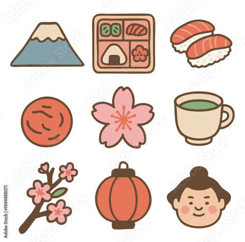 set of Japan-themed illustrations