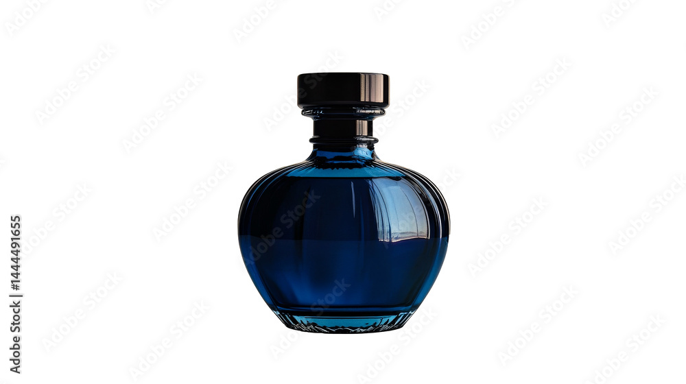 Dark blue bottle with liquid isolated, cut out transparent Dark blue bottle with liquid isolated, cut out transparent