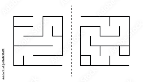 Find the right way. labyrinth maze game. find the right path. puzzle game for kids. simple logic game. labyrinth conundrum. education worksheet. vector illustration