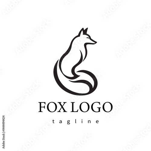 Fox logo design icon silhouette style minimal vector art illustration on a white background.
