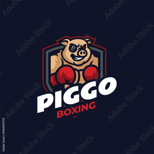 Piggo Boxing Mascot Logo | Angry Pig Fighter Esports Emblem