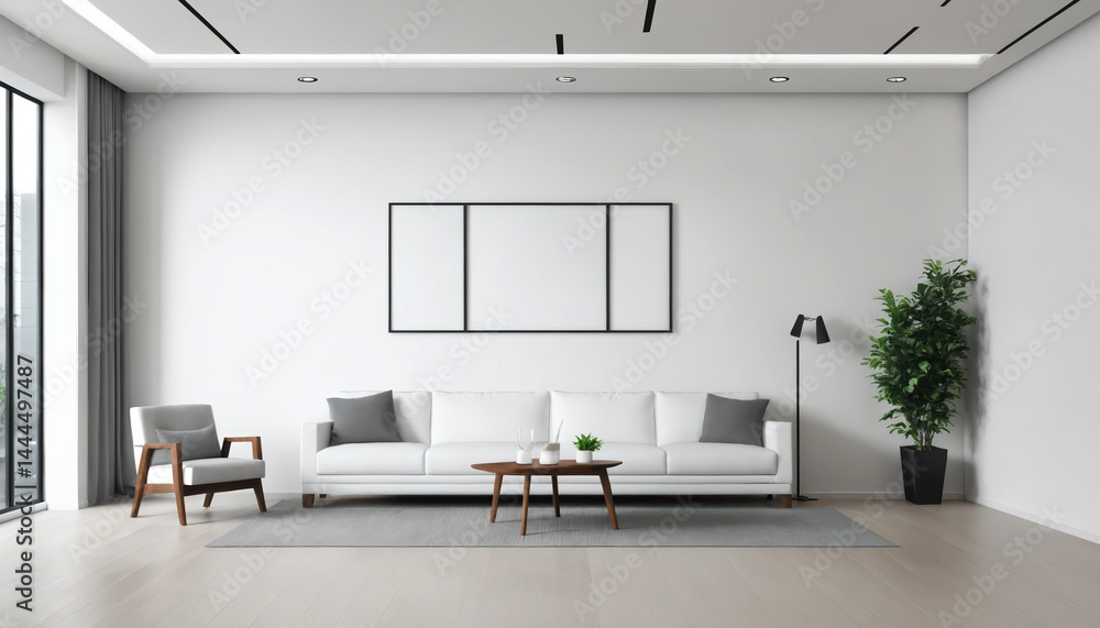 Comfortable office lobby interior with blank table of white wall. Comfortable office lobby interior with blank table of white wall.