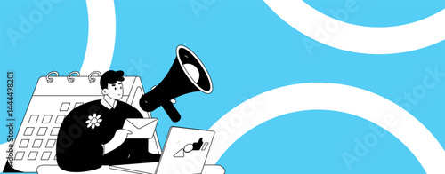 Notification announcement vector creative flat hand drawn illustration
