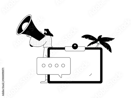 Notification announcement vector creative flat hand drawn illustration

