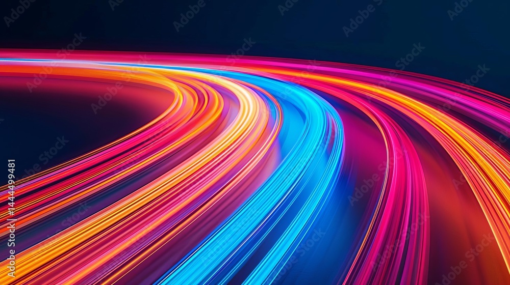 Vibrant Light Trails on a High-Speed Road Creating Dynamic Motion Blur in Bright Neon Colors Du Night Time Vibrant Light Trails on a High-Speed Road Creating Dynamic Motion Blur in Bright Neon Colors Du Night Time