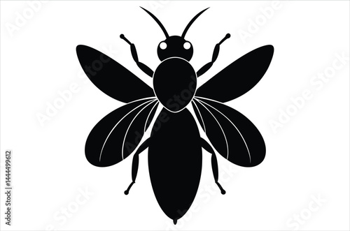 Bee Vector Art illustration. Bee Silhouette. Colorful bee icon. Black and white Bees. Cartoon bee icon set. flying on a dotted route isolated on the white  background