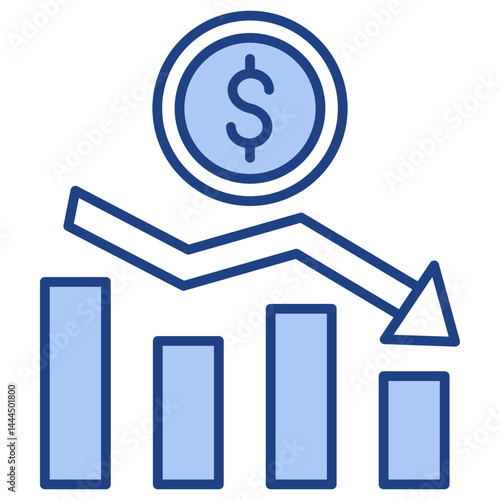 Financial Loss Blue Icon