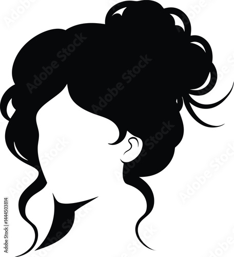 Minimalist silhouette of a woman's head with an elegant updo hairstyle