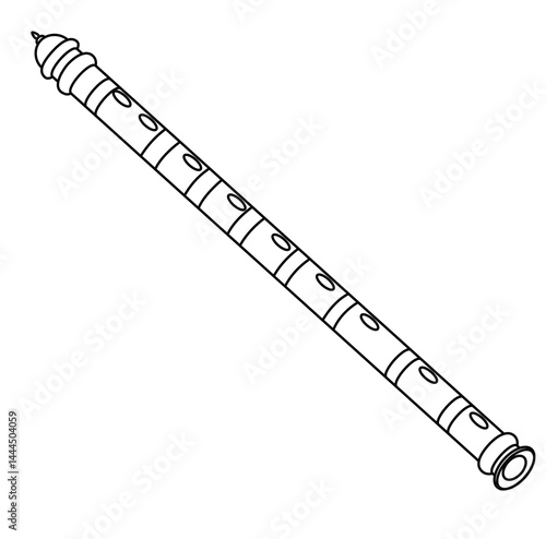 Cute cartoon hand drawn vector flute outline.