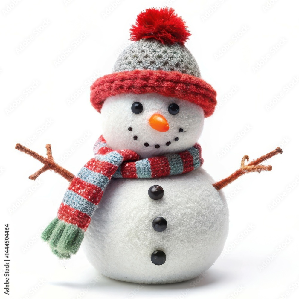 Cute Snowman With Scarf And Hat Ready For The Winter Season Cute Snowman With Scarf And Hat Ready For The Winter Season
