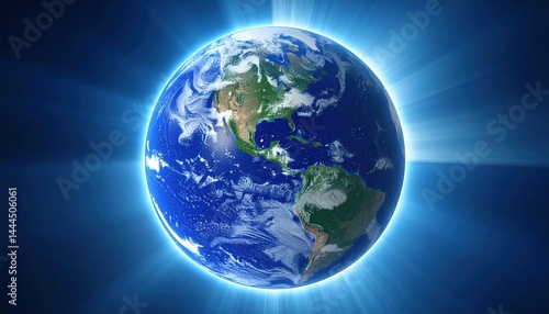 Stunning Earth Globe Image A Vibrant View of Our Planet from Space Showing Continents and Oceans with a Glowing Halo