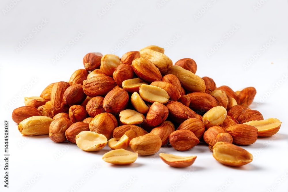 Simple and Wholesome: Shelled Peanuts on Clean White Background Simple and Wholesome: Shelled Peanuts on Clean White Background