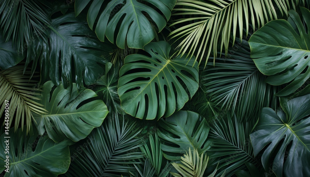 Tropical leaf arrangement of various shapes and shades. Tropical leaf arrangement of various shapes and shades.