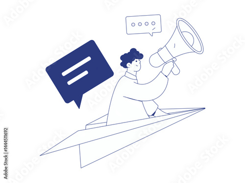 Notification announcement vector creative flat hand drawn illustration
