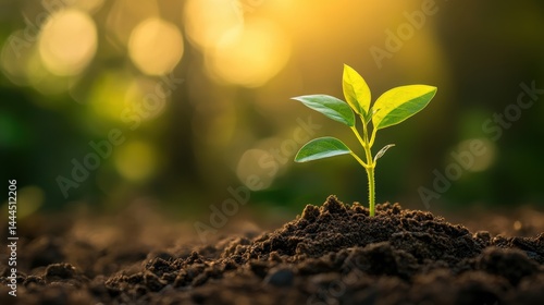 A New Sprout Emerging at Golden Hour: Hopeful Beginnings in Nature's Embrace