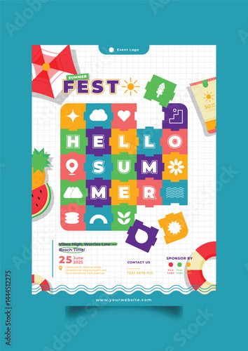 Hello Summer Festival Event Poster Template