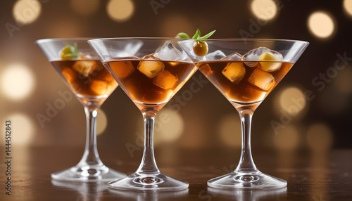 Wallpaper Mural Three expertly crafted martinis with olives and ice, perfect for a sophisticated celebration. Torontodigital.ca