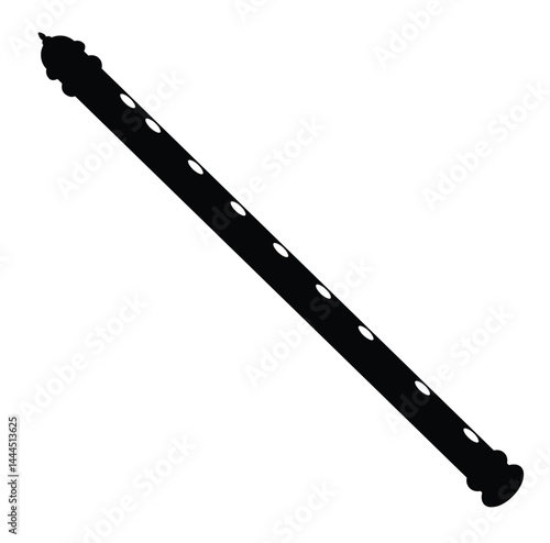 Cute cartoon hand drawn vector flute icon silhouette.