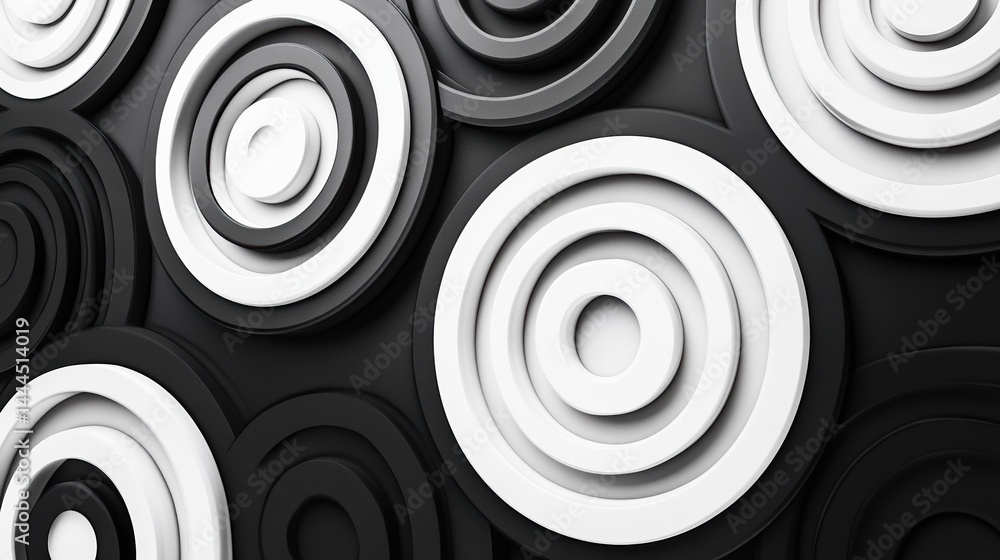 Abstract Black White Target Circles Wall Texture Background Abstract Black White Target Circles Wall Texture Background