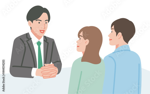 お客さんと打ち合わせするビジネスマン