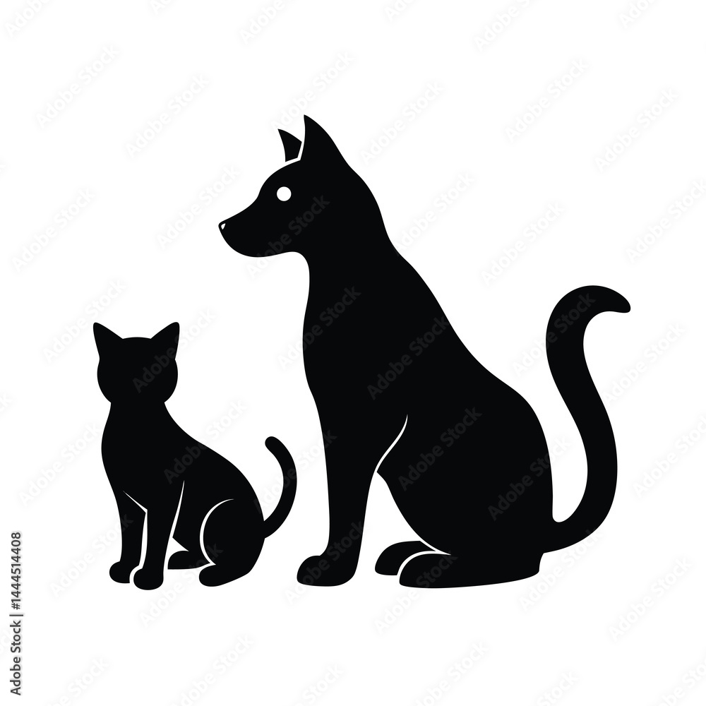 Obraz premium Minimal animal couple silhouette vector illustration