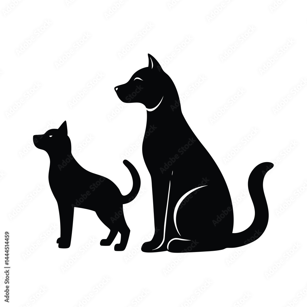 Cat and Dog Silhouette Vector Illustration Cat and Dog Silhouette Vector Illustration