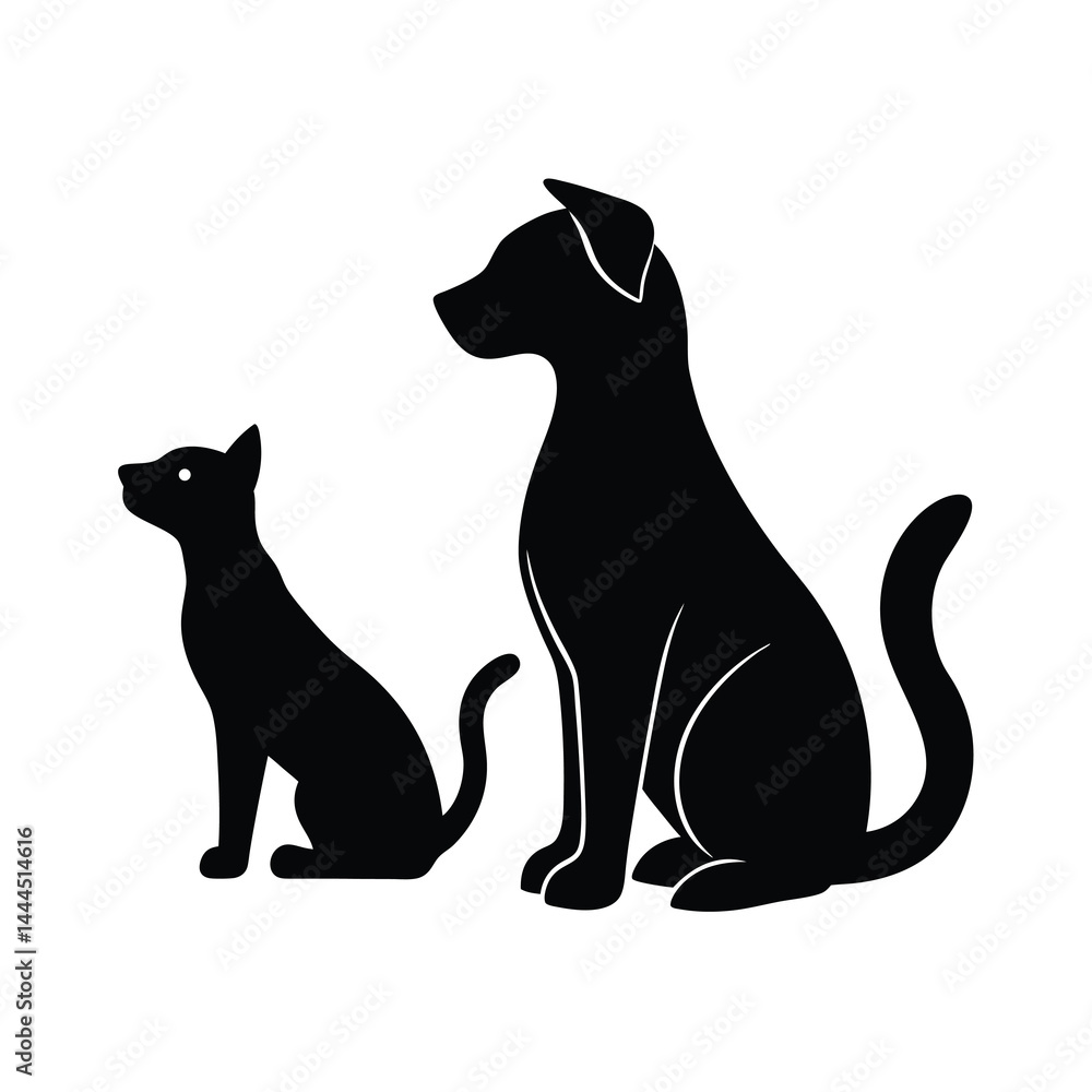 Cat and Dog Silhouette Vector Illustration for Graphic Design Cat and Dog Silhouette Vector Illustration for Graphic Design