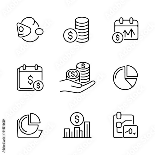 Money Management Line Icon Set | Financial Icon Collection