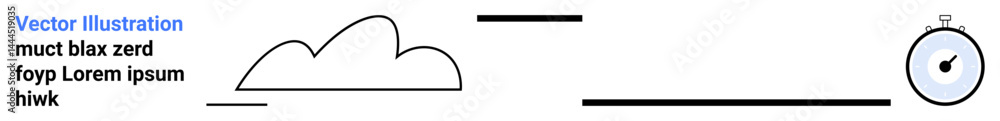 Abstract cloud and stopwatch icons with horizontal lines symbolizing speed, efficiency, and minimalism. Ideal for time management, tech, workflow, simplicity, progress, focus simple landing page Abstract cloud and stopwatch icons with horizontal lines symbolizing speed, efficiency, and minimalism. Ideal for time management, tech, workflow, simplicity, progress, focus simple landing page