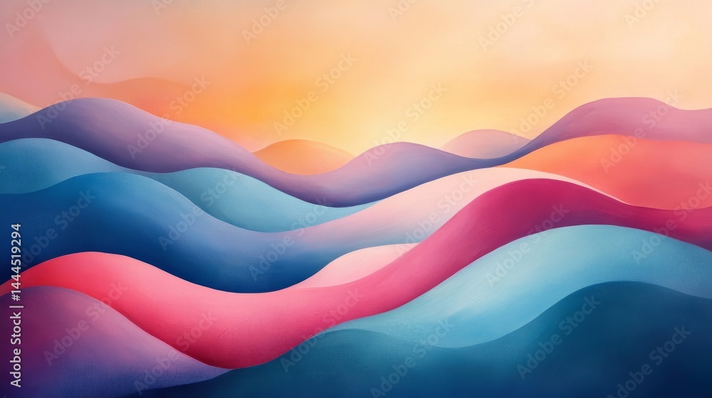 Fototapeta premium Abstract landscape design with colorful waves.