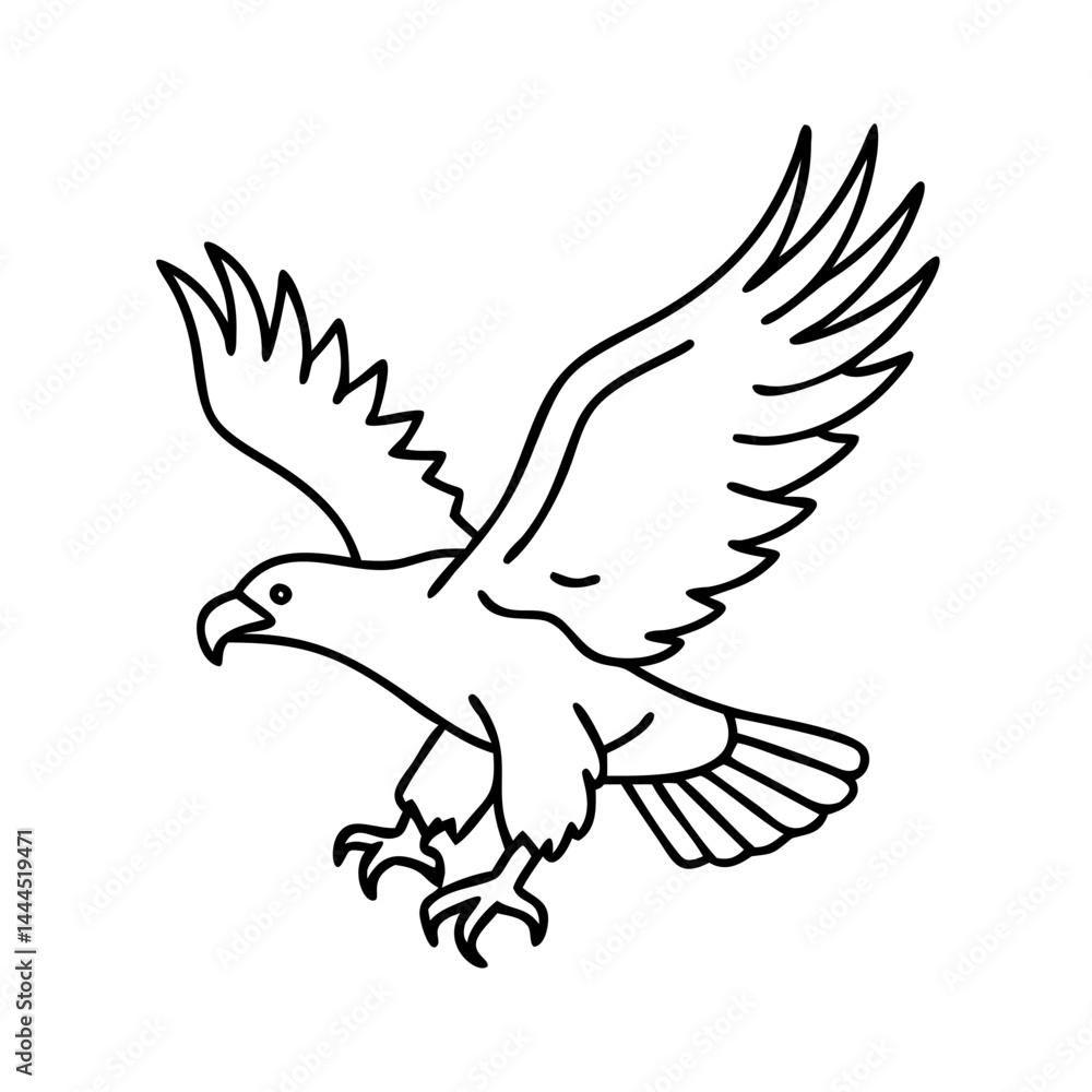 Fototapeta premium eagle flying icon, eagle flying line art - simple line art of eagle flying, perfect for eagle flying logos and icons