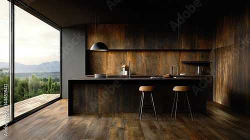 Wallpaper Mural A Modern Kitchen With Large Windows Overlooking Lush Scenery Torontodigital.ca