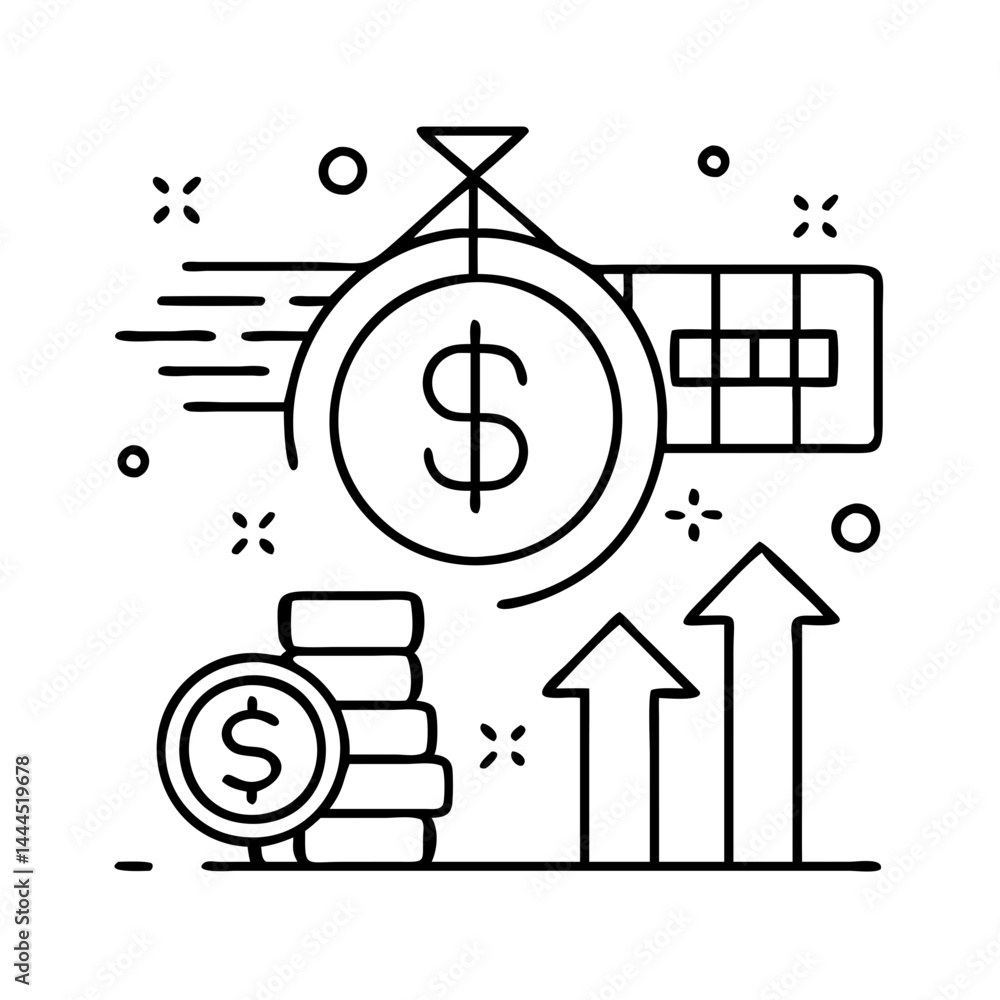Fototapeta premium economic equity icon, economic equity line art - simple line art of economic equity, perfect for economic equity logos and icons