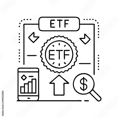 etf exchange traded fund icon, etf exchange traded fund line art - simple line art of etf exchange traded fund, perfect for etf exchange traded fund logos and icons