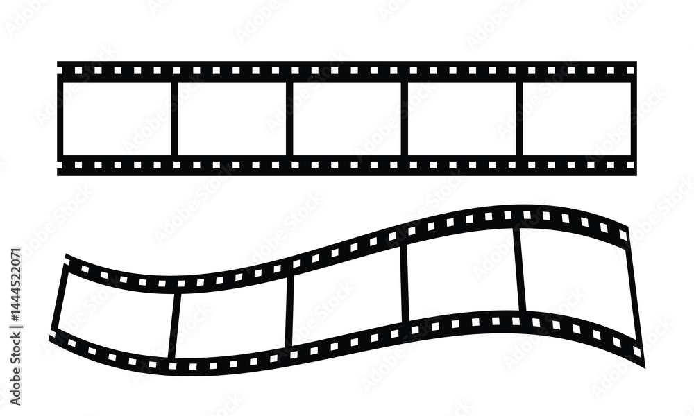 Fototapeta premium Cinema film strips reel templates. retro film strip frame element isolated on transparent background. video or movie film vintage analog cinema, photograph camera. abstract vector illustration