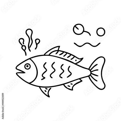 fish icon, fish line art - simple line art of fish, perfect for fish logos and icons