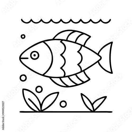 fish icon, fish line art - simple line art of fish, perfect for fish logos and icons