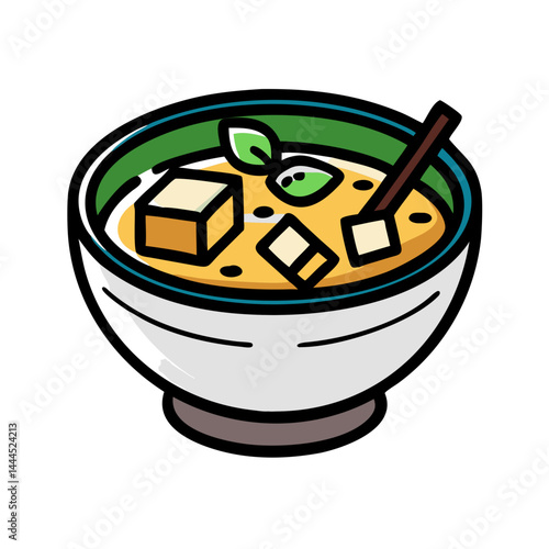  Miso Soup with Tofu in a Bowl