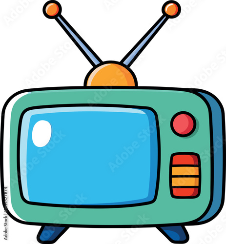 Vintage Retro Television Vector Illustration for Graphic Design – Classic TV Icon, Nostalgic Media Broadcast Artwork, and Timeless Entertainment Symbol