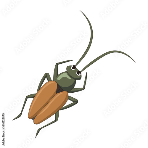 Longhorn beetle with yellow antennae vector illustration