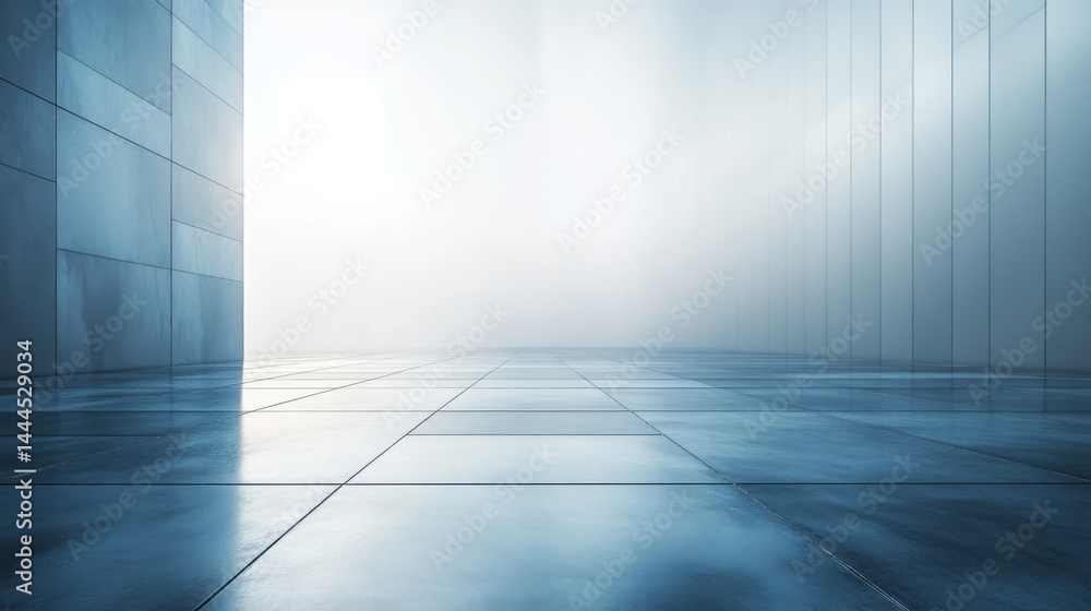 Fototapeta premium Modern, empty hall with polished floor and walls.