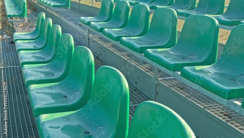 Outdoor Athletic Stadium Empty Portable Spectator Bleacher Seating Stand with No People