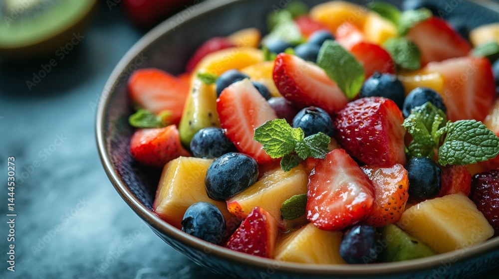 Close up of fruit salad in a bowl