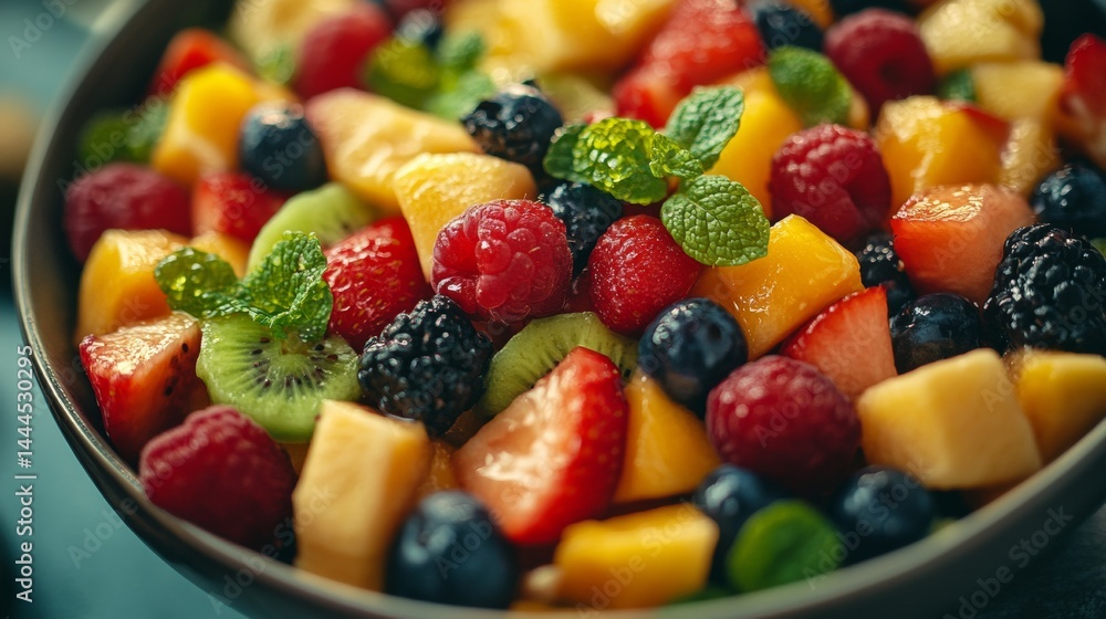 Close up of fruit salad in a bowl
