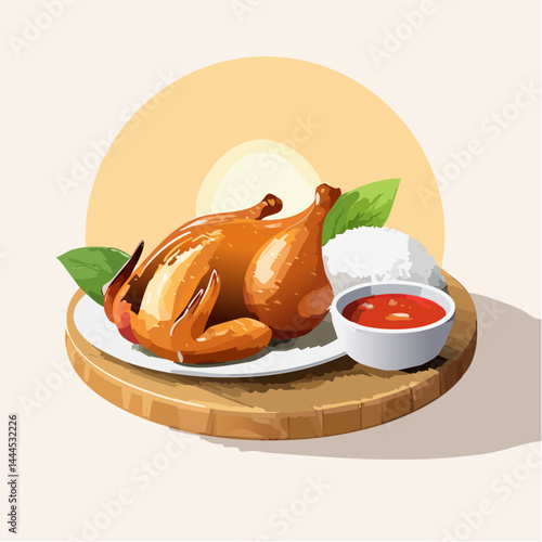 Smoky Tandoori Chicken Drumsticks with Onions and Fresh Herbs on White Plate

