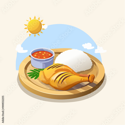 Smoky Tandoori Chicken Drumsticks with Onions and Fresh Herbs on White Plate

