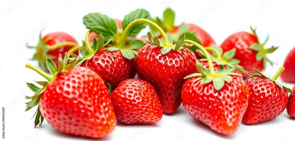 Luscious ripe red strawberries, vibrant color, isolated on white, still life, strawberry Luscious ripe red strawberries, vibrant color, isolated on white, still life, strawberry