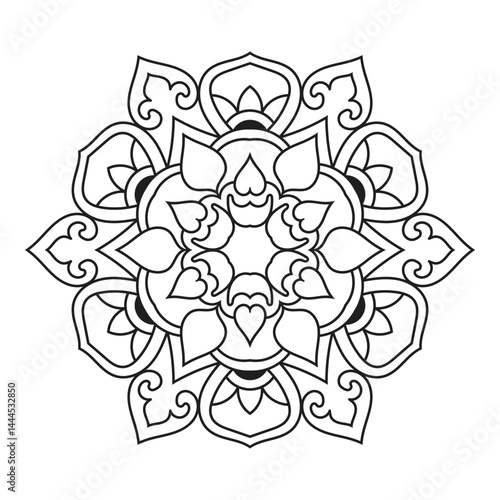 Intricate ethnic Hand-drawn Elegant abstract floral Mandala Vector Illustration for Coloring Pages, Yoga ,Decor, Meditation Art, tattoos, mindfulness, and home decor prints.