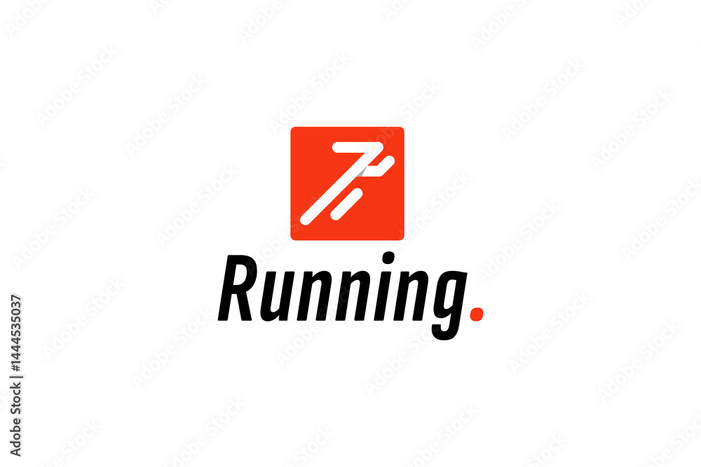Obraz premium Running logo vector icon illustration