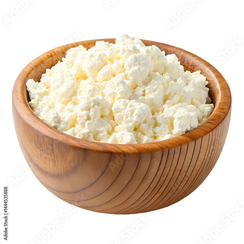 Wallpaper Mural Fresh Cottage Cheese in Wooden Bowl isolated on transparent background Torontodigital.ca